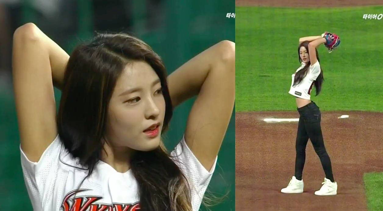 AOA's Seolhyun Throws First Pitch at Baseball Game Soompi